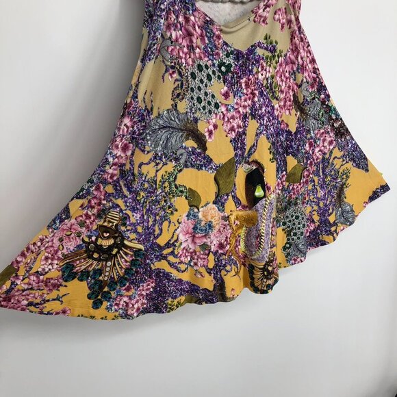 Mary Katrantzou multicolor abstract floral short sleeve A-line midi dress XS - Picture 8 of 16